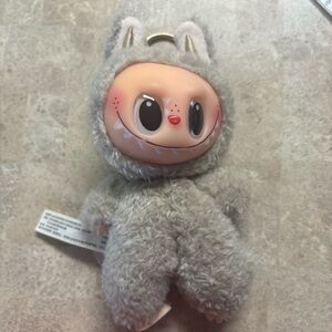 Labubu Gray Plush Doll Keychain